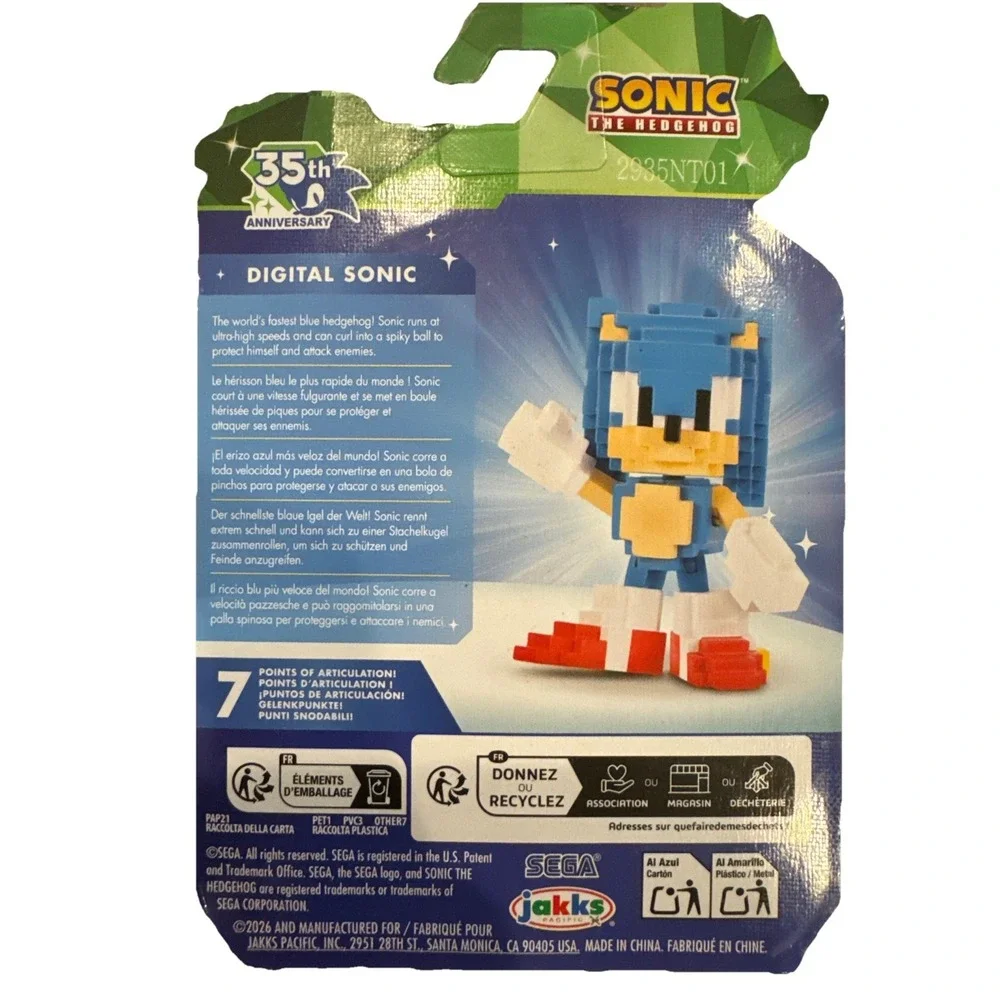 Digital Sonic the Hedgehog 2.5" Mini Figure Jakks 35th Anniversary 2025 New - Picture 2 of 2